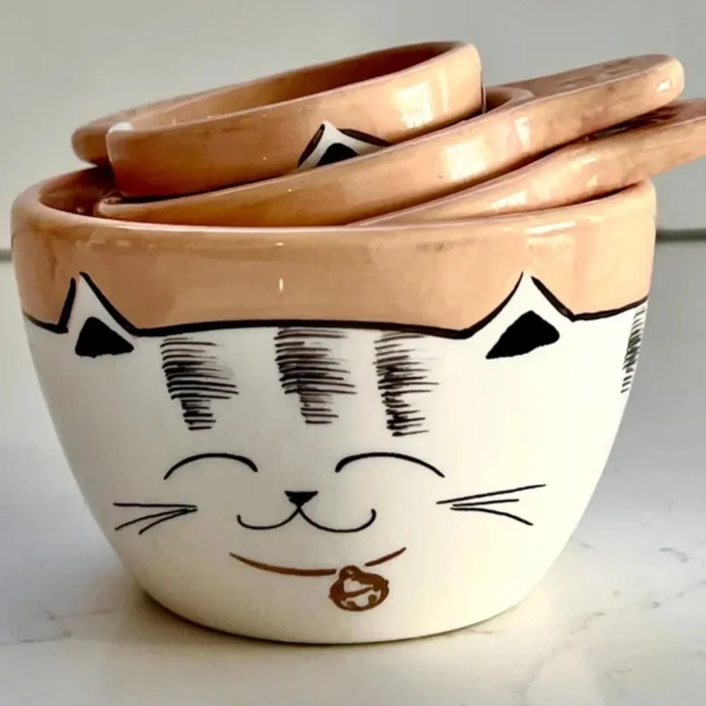 RARE Find! Cute Cat Ceramic Nesting Measuring Cups!